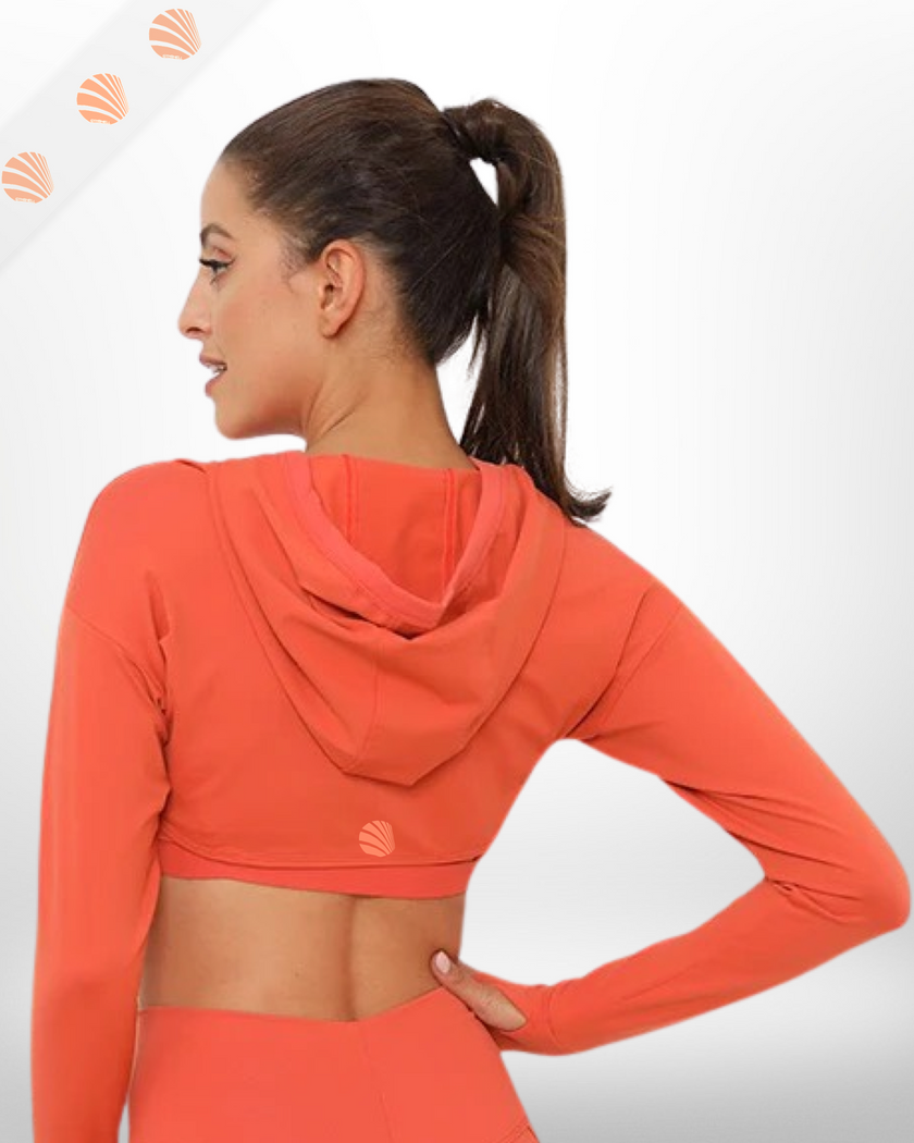 2 in 1 Crop Top Hoodie + Sports Bra