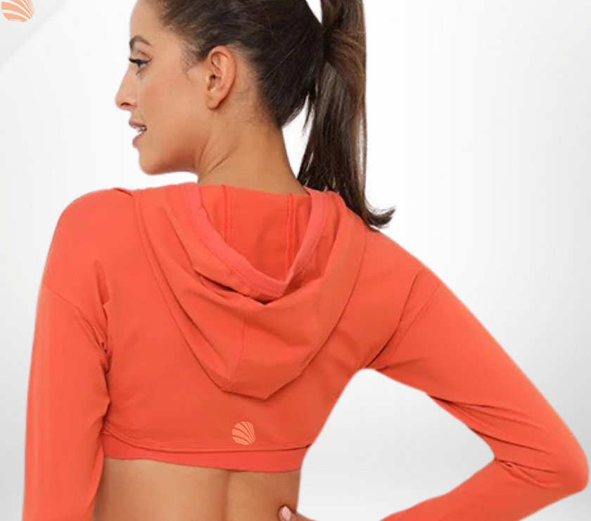 2 in 1 Crop Top Hoodie + Sports Bra