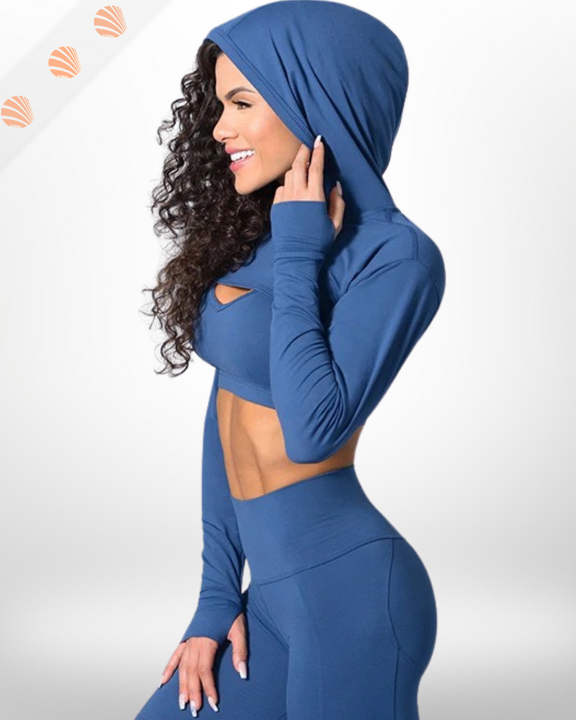 2 in 1 Crop Top Hoodie + Sports Bra