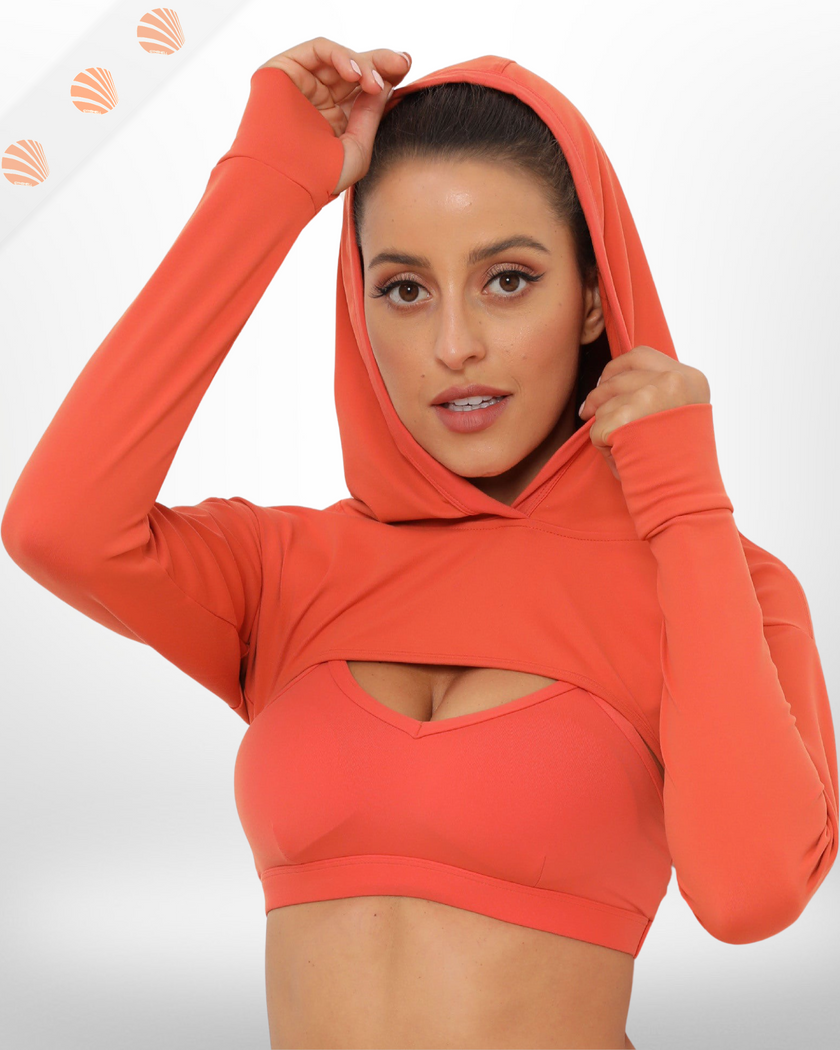 2 in 1 Crop Top Hoodie + Sports Bra