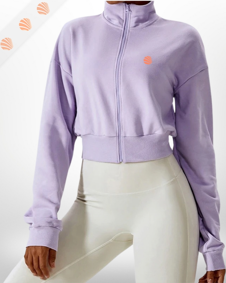 Lilac Zip-Up  Cropped Sweatshirt